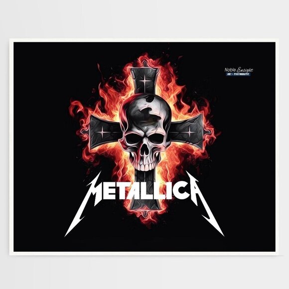 20x30 Metallica Heavy Metal Band Skull on‎ a Cross Oil Painting Art Poster - Picture 3 of 9